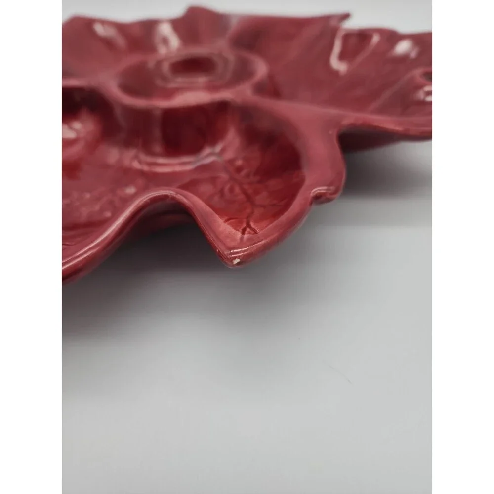 Holland Mold Leaf Relish Dish Fall Color Ceramic Serving Dish Autumn Leaves